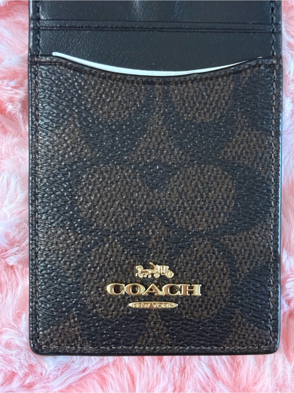Coach Brown & Black Signature Lanyard Card Holder with Gold Hardware - Picture 4 of 4